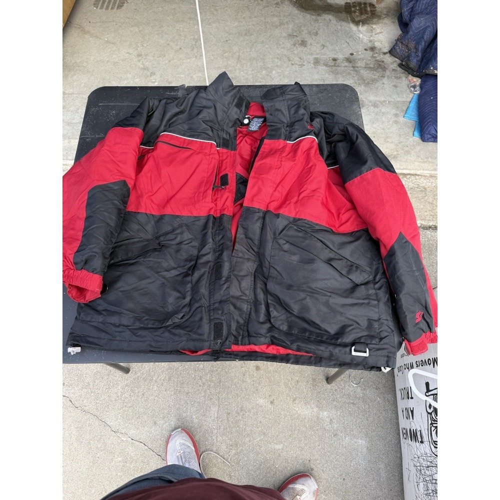 Vintage Starter Down Jacket Red Black‎ Puffer Coat XL Streetwear 90s